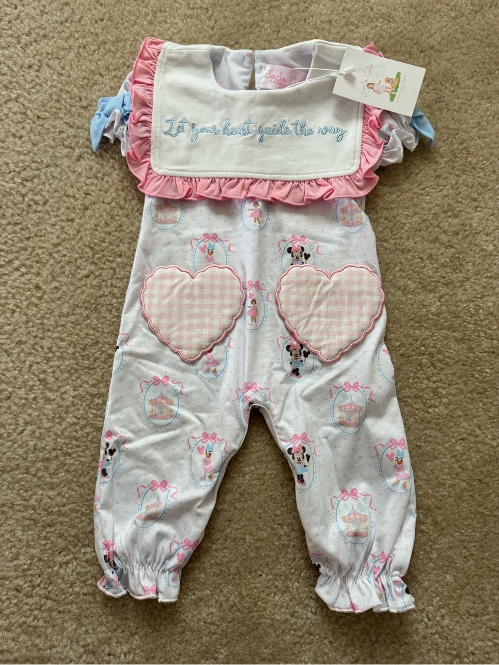 Girls Pink Heart One-Piece Romper